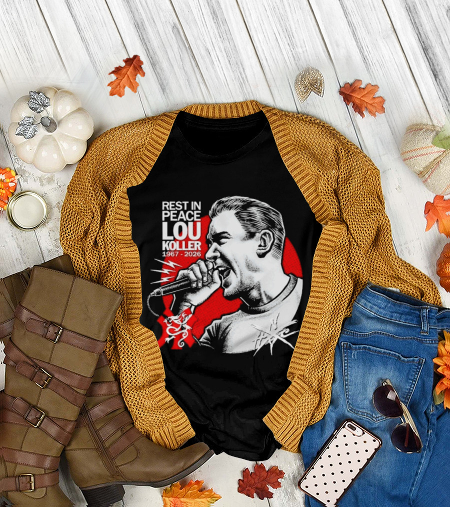 Rest In Peace Lou Koller 1967 2026 HxC Microphone Art Red And White T-Shirt