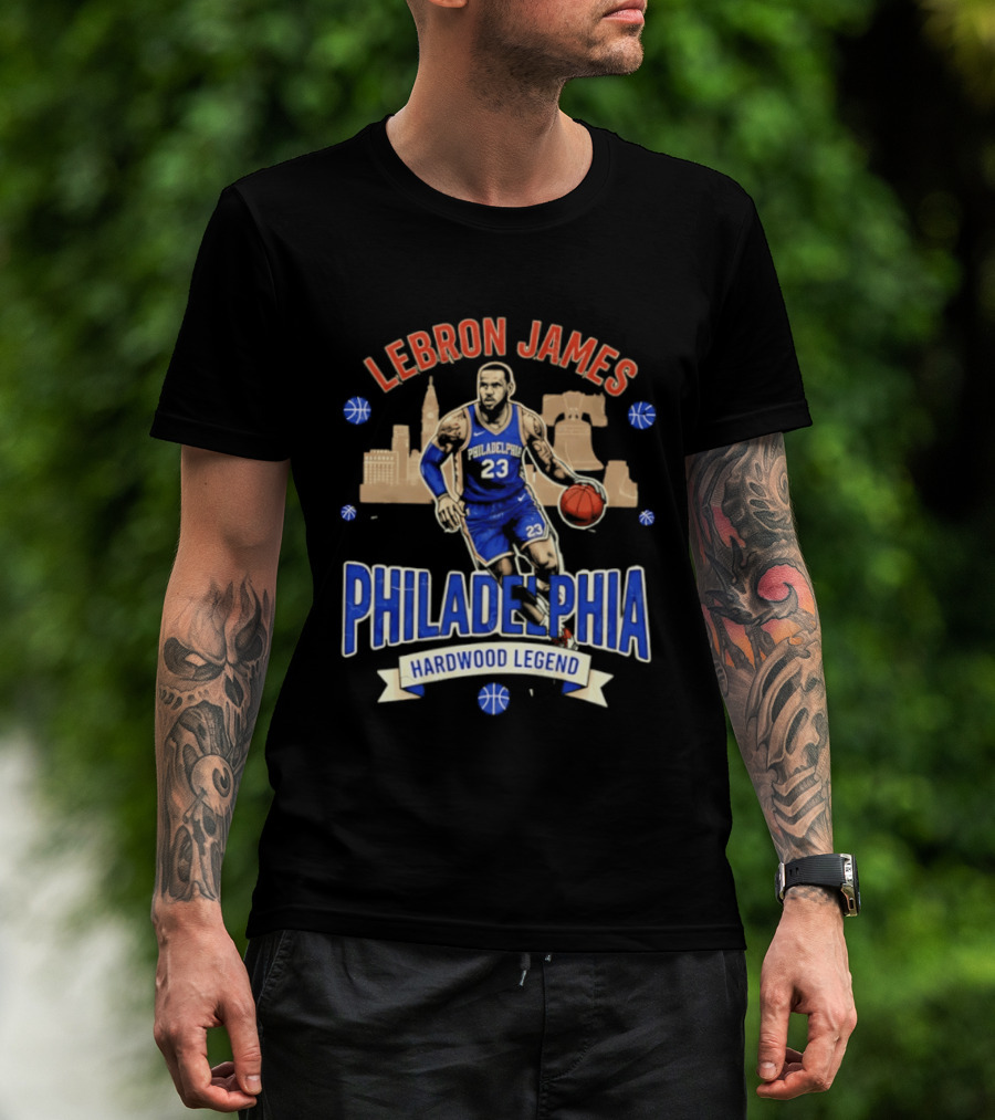 LeBron James Philadelphia Hardwood Legend Skyline Basketball 23 T-Shirt