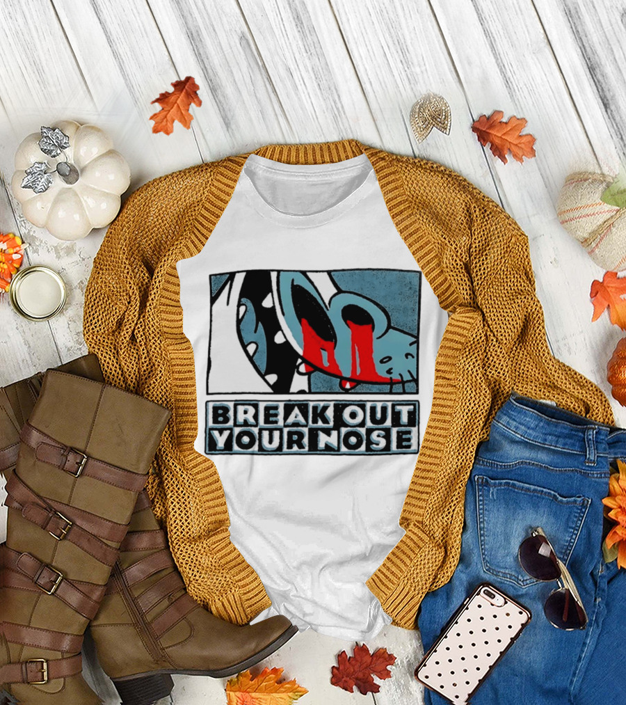 Break Out Your Nose Comic Style Cartoon With Red Accent T-Shirt