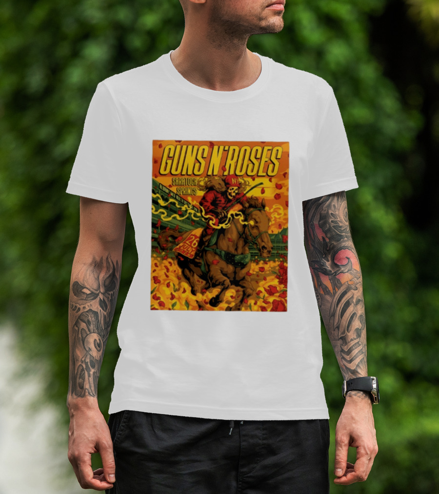 Guns N' Roses Saratoga Springs July 26 2026 Equestrian Skull Rider NY Event T-Shirt