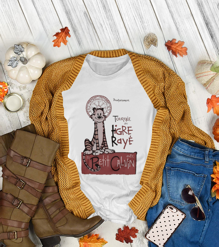 Tournée Du Tigre Raye Le Petit Calvin Avec Hobbes T-Shirt