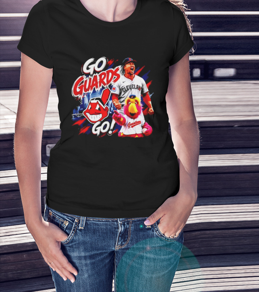 Jose Ramirez Cleveland Guardians Go Guards Go City Skyline Baseball Cheers T-Shirt