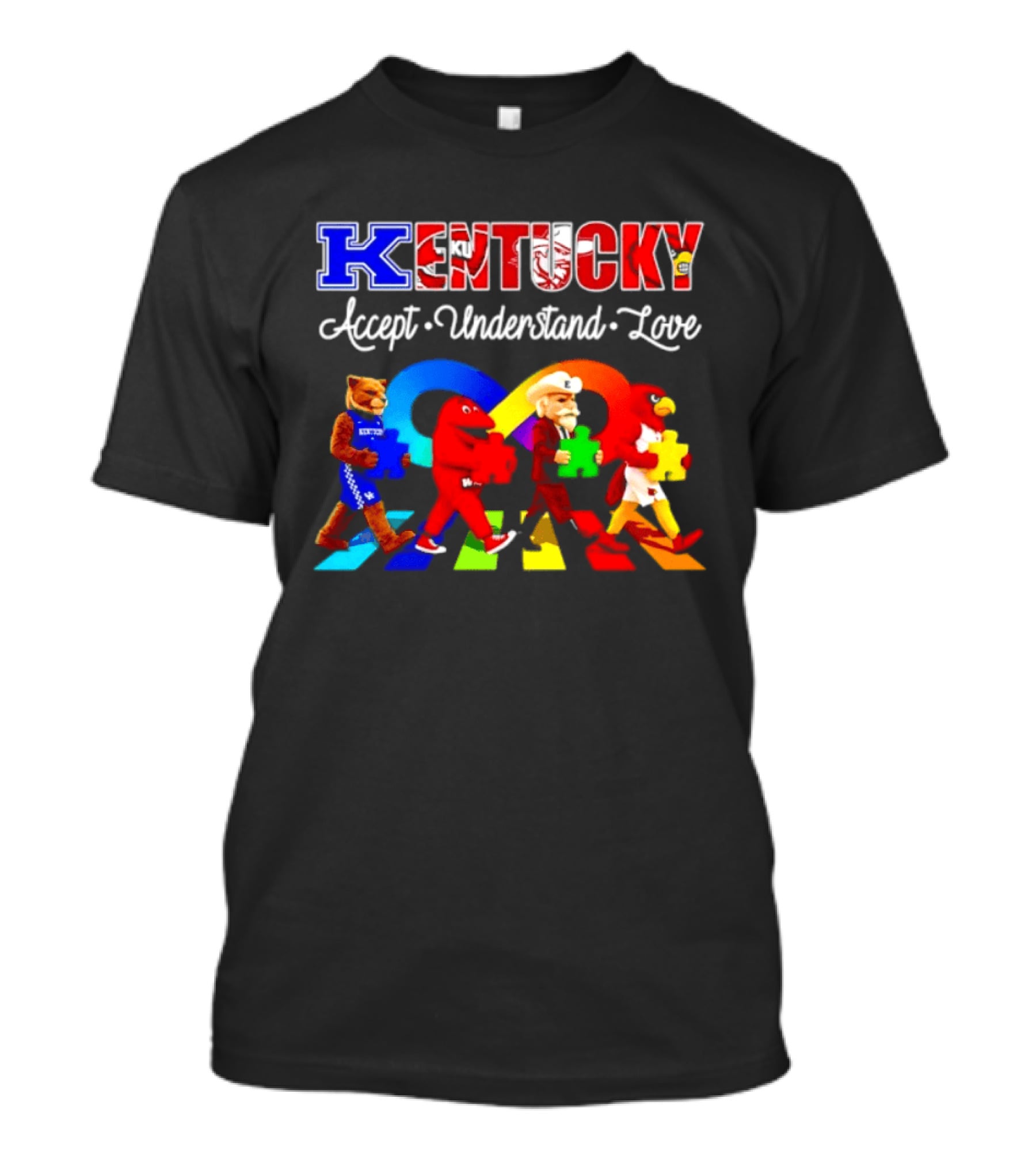 Kentucky Accept Understand Love Louisville Cardinals Puzzle Piece Parade T-Shirt