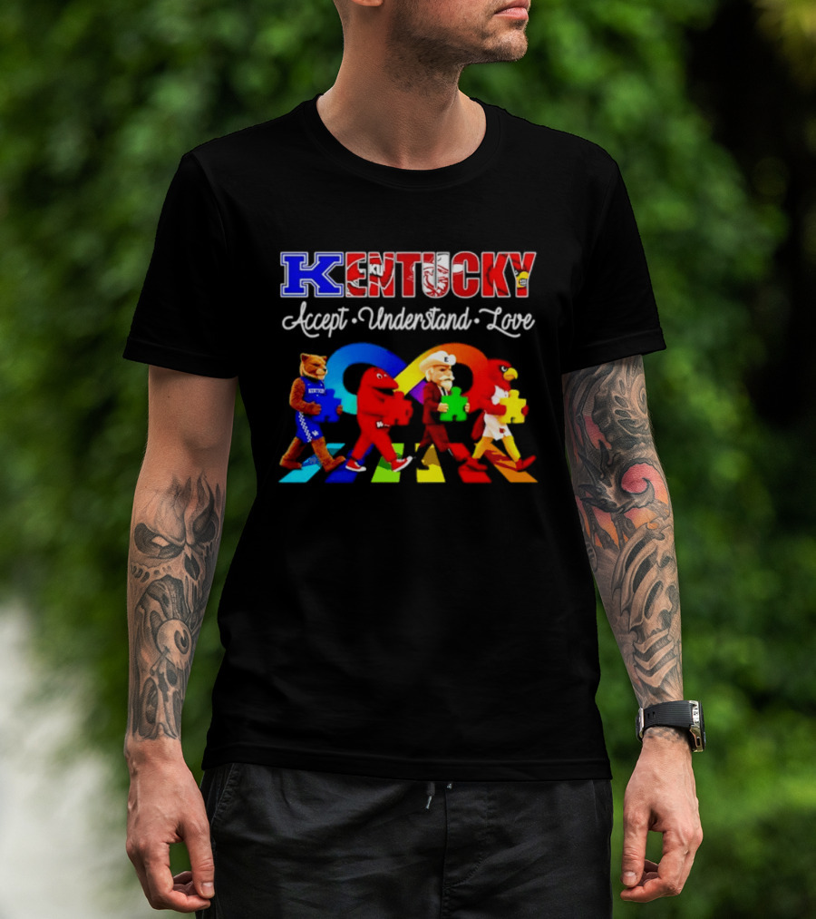 Kentucky Accept Understand Love Louisville Cardinals Puzzle Piece Parade T-Shirt