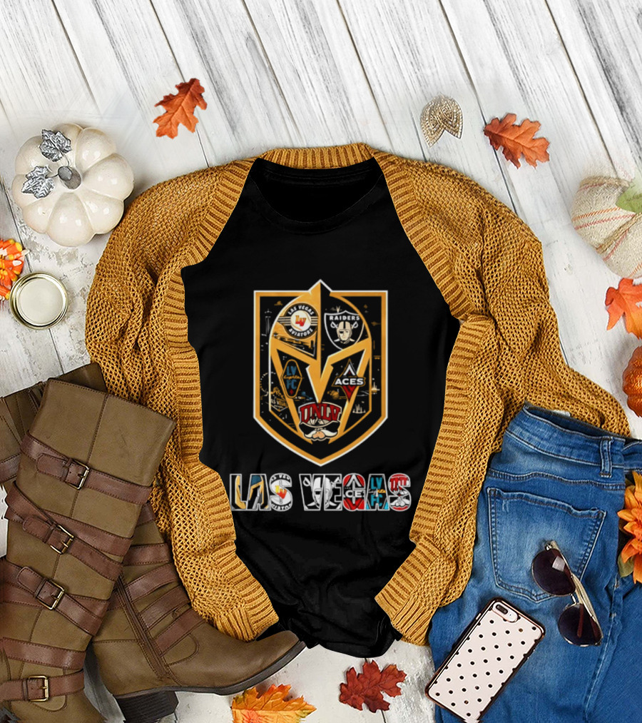 Las Vegas Aviators Raiders Lights FC Aces UNLV Collaboration Emblems T-Shirt