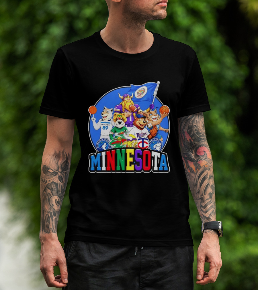 Minnesota Vikings Timberwolves Wild Twins Lynx Mascots And Logos Collection T-Shirt