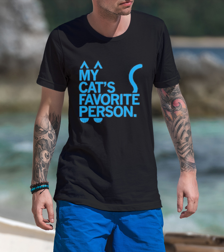 My Cat's Favorite Person Cat Ears And Tail Blue T-Shirt