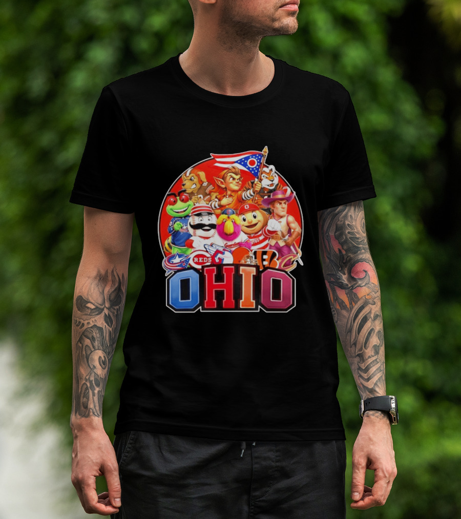Ohio Sports Teams Mascots Cleveland Guardians Reds Bengals Browns Buckeyes Reds Crew Indians Fan T-Shirt