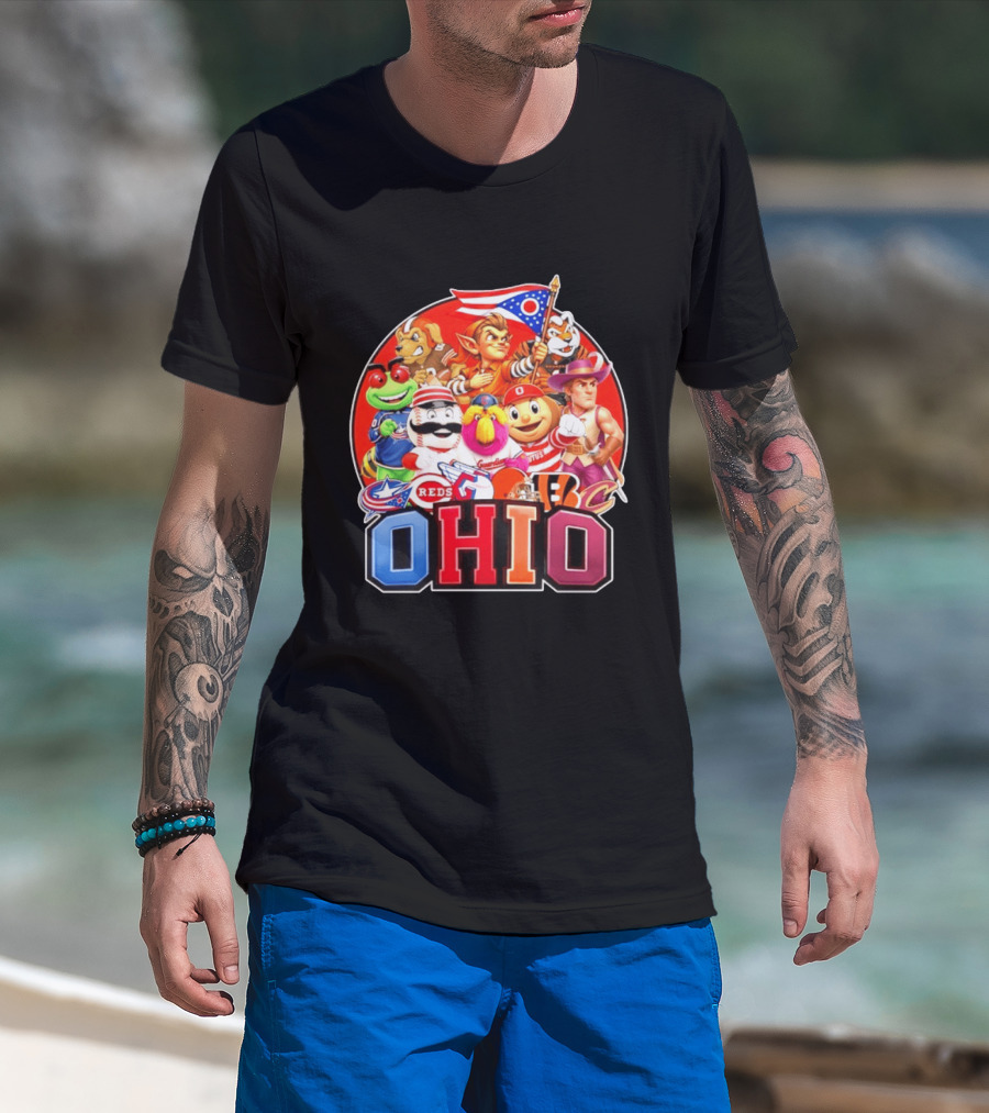 Ohio Sports Teams Mascots Cleveland Guardians Reds Bengals Browns Buckeyes Reds Crew Indians Fan T-Shirt