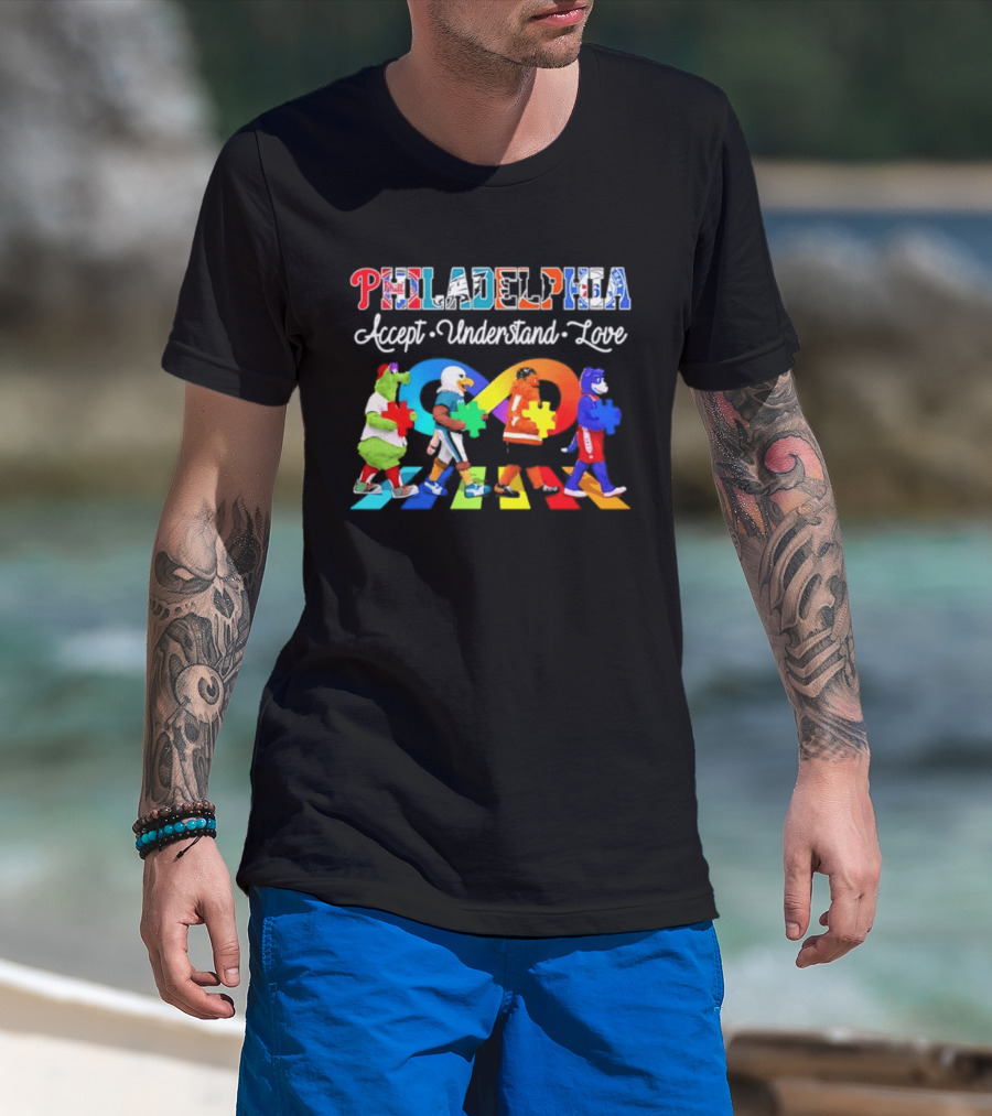 Philadelphia Mascots Accept Understand Love Puzzle Parade T-Shirt