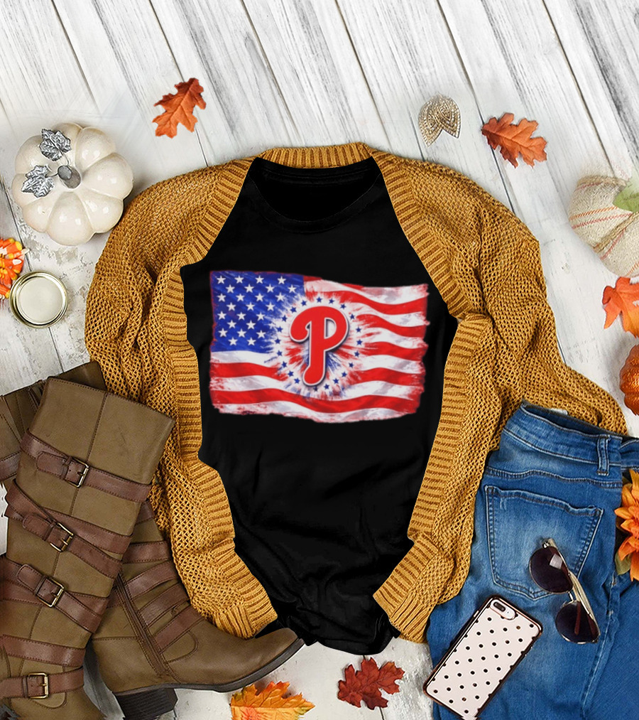 Phillies Patriotic American Flag Philadelphia Baseball 250th Anniversary Independence Day T-Shirt