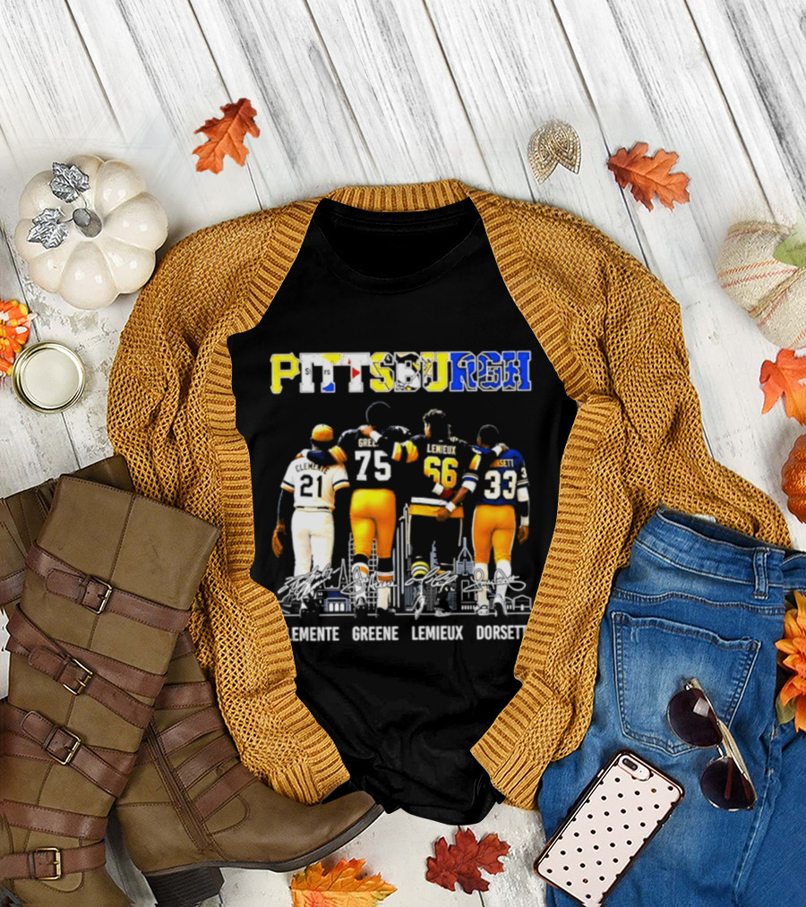 Pittsburgh Sports Legends Clemente Greene Lemieux Dorsett T-Shirt