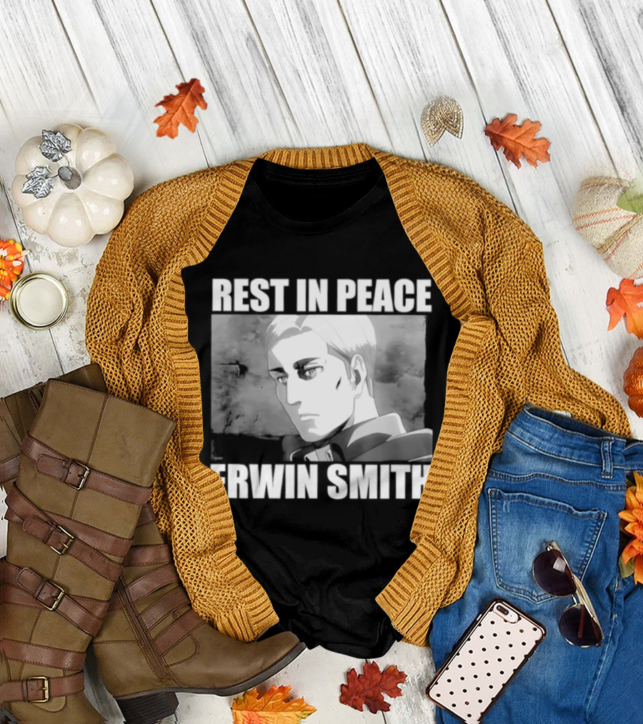 Rest In Peace Erwin Smith Anime Tribute Wings T-Shirt