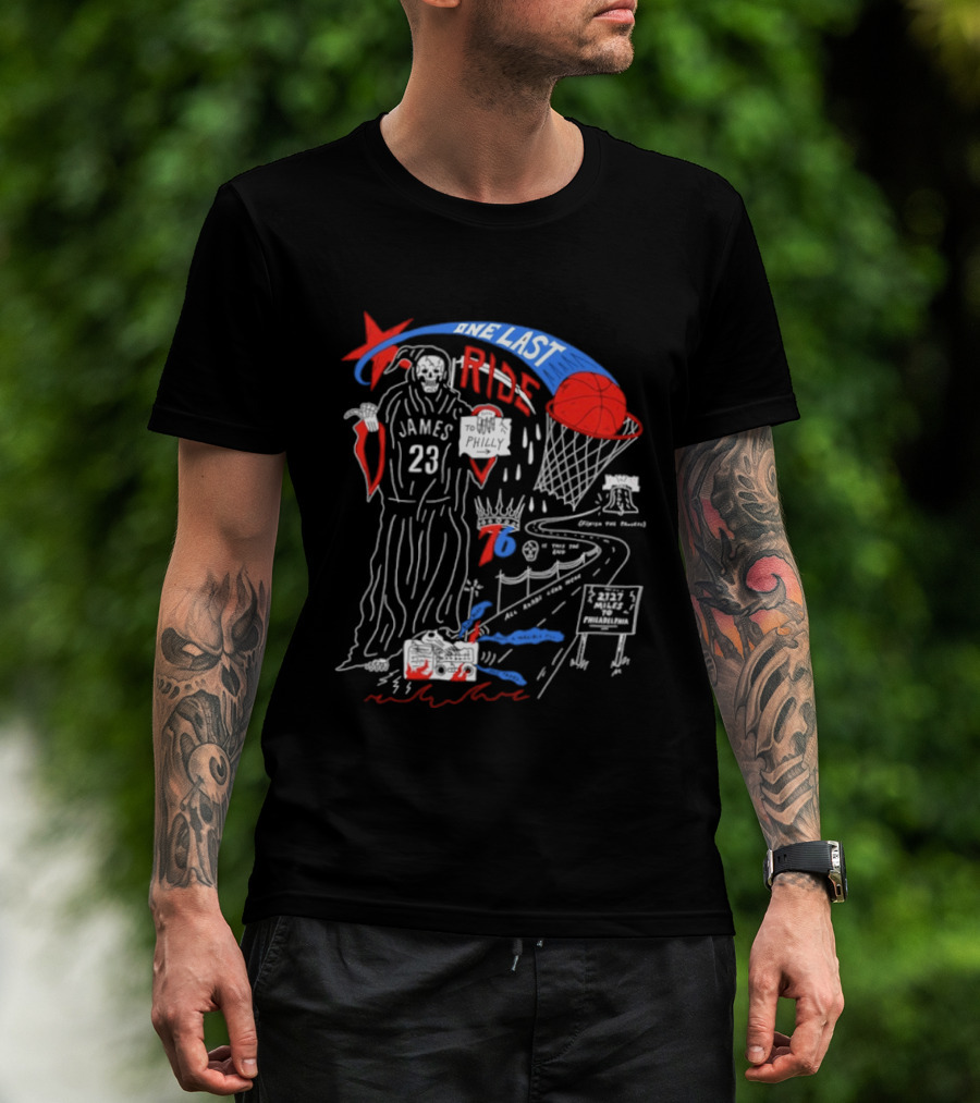 James 23 Finish The Process One Last Ride Reaper Philly Basketball Journey T-Shirt