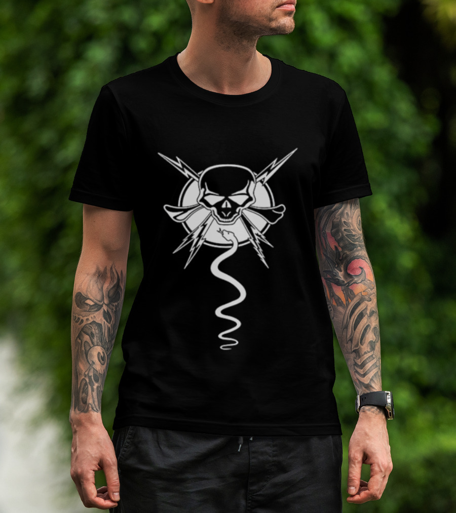 Skull And Snake Lightning Gothic T-Shirt
