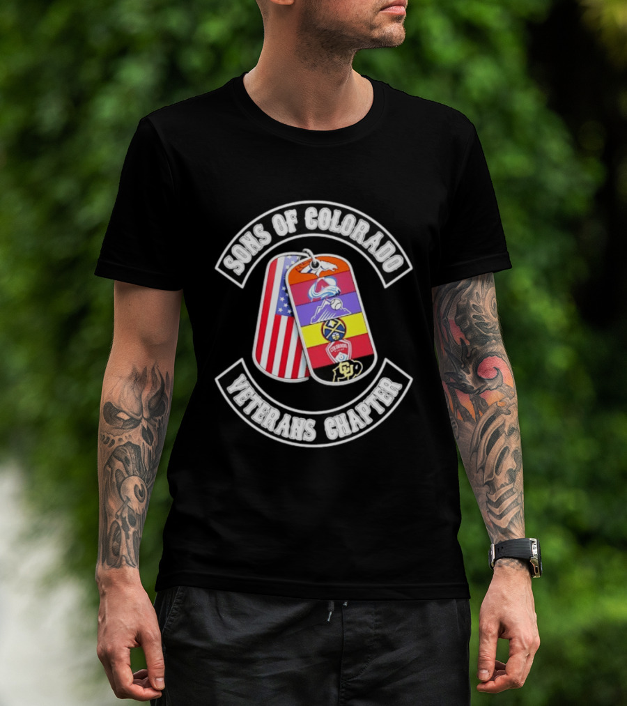 Sons Of Colorado Veterans Chapter Avalanche Rockies Nuggets Buffaloes American Flag T-Shirt