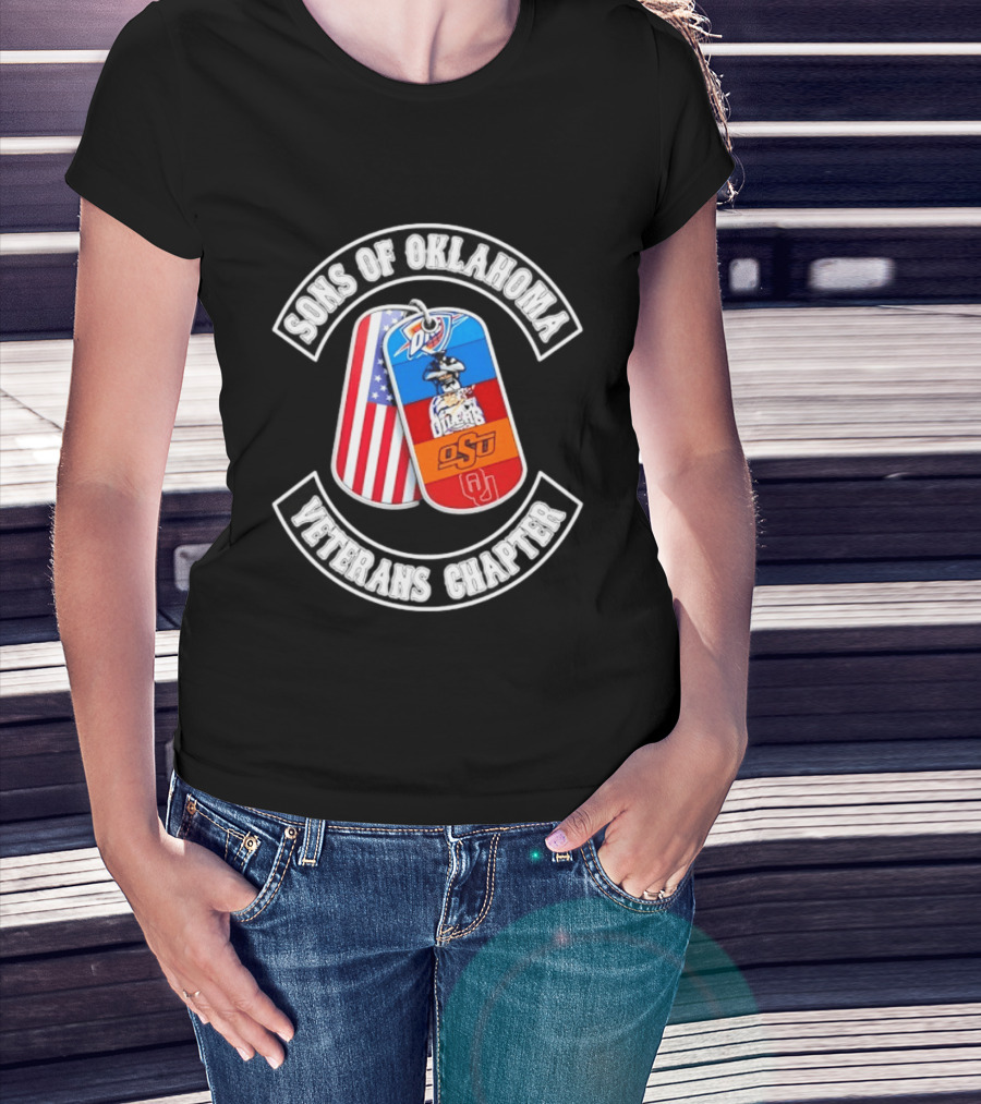 Sons Of Oklahoma Veterans Chapter OKC Thunder Tulsa Oilers American Flag Oklahoman Pride T-Shirt