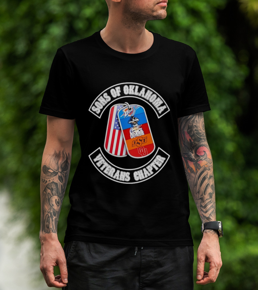 Sons Of Oklahoma Veterans Chapter OKC Thunder Tulsa Oilers American Flag Oklahoman Pride T-Shirt