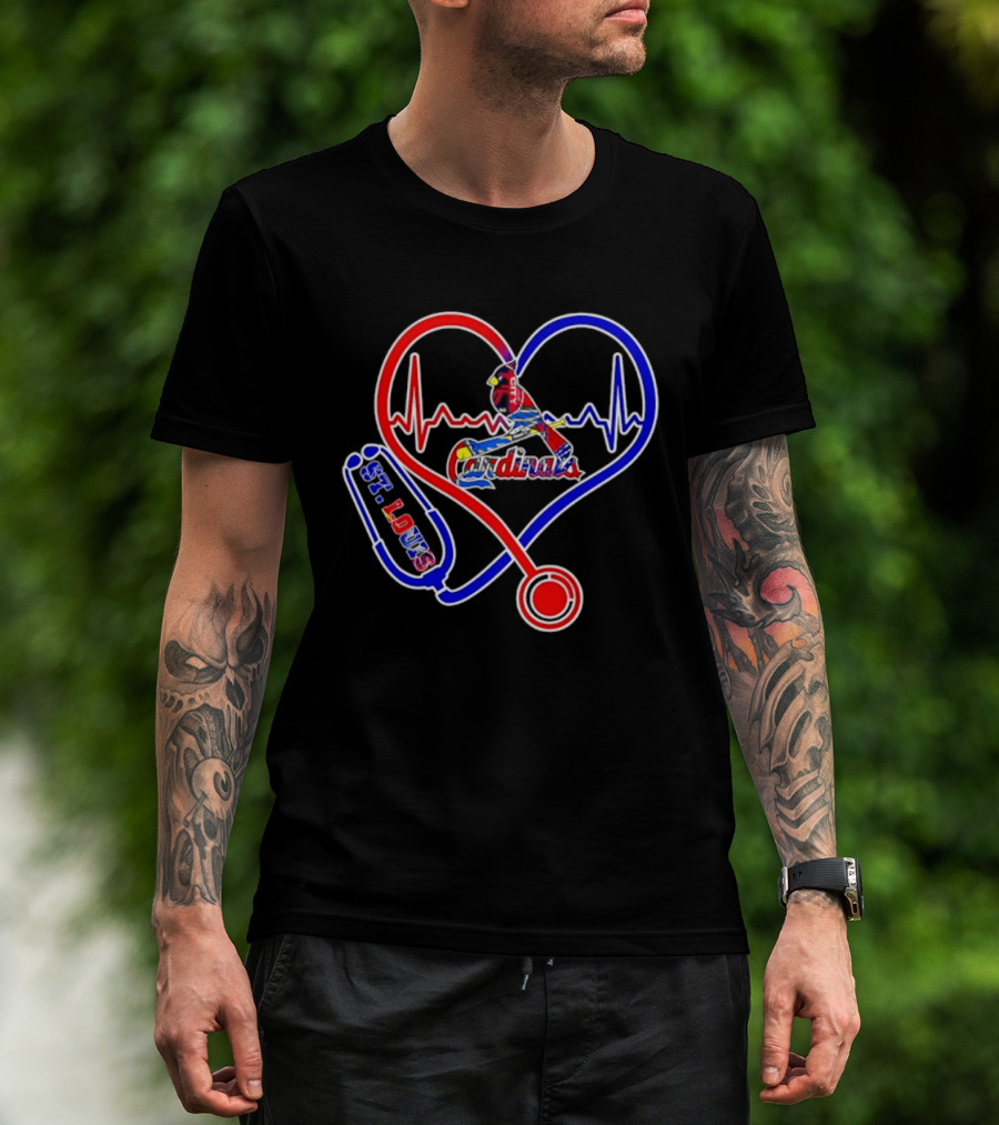 St Louis Cardinals Heartbeat Stethoscope Fan Pride T-Shirt