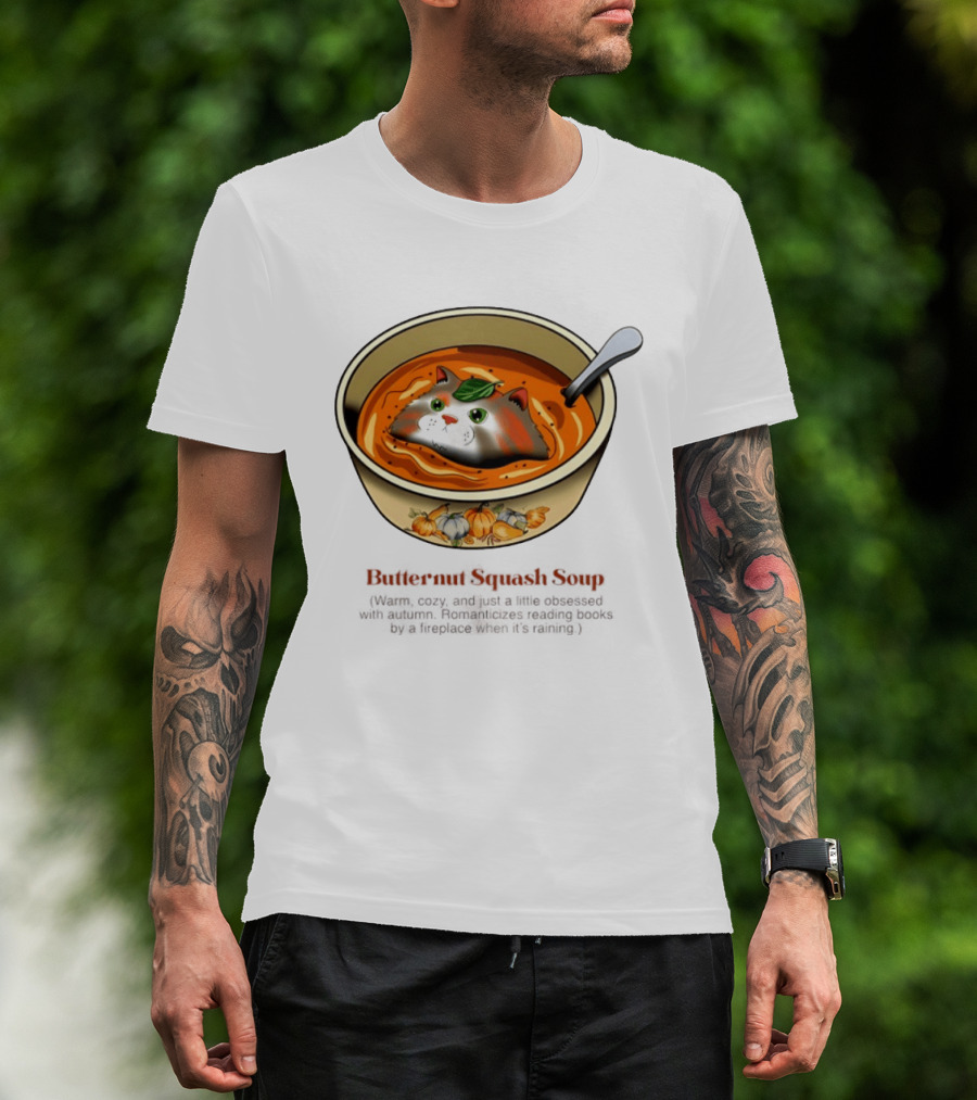Butternut Squash Soup Cat Floating Whiskers Bowl T-Shirt