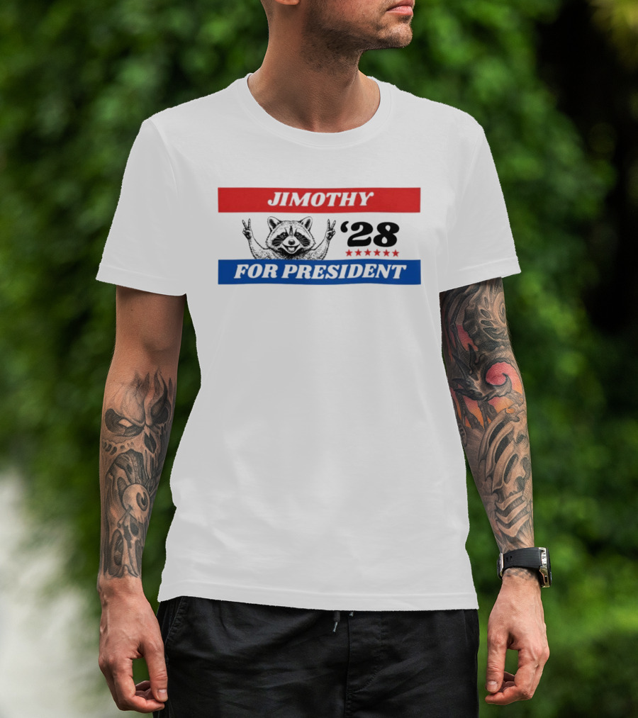Jimothy Raccoon For President '28 Peace Victory Stars T-Shirt
