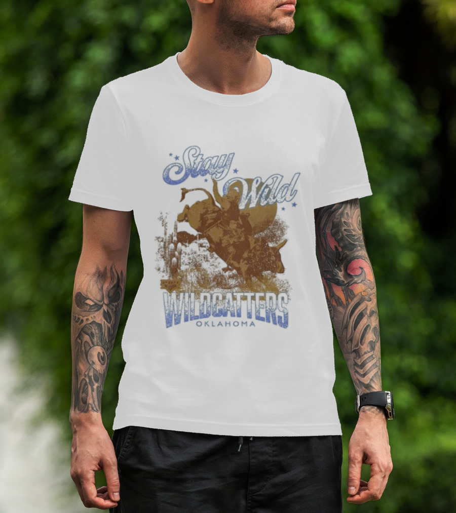Stay Wild Oklahoma Wildcatters Vintage Oil Rig T-Shirt