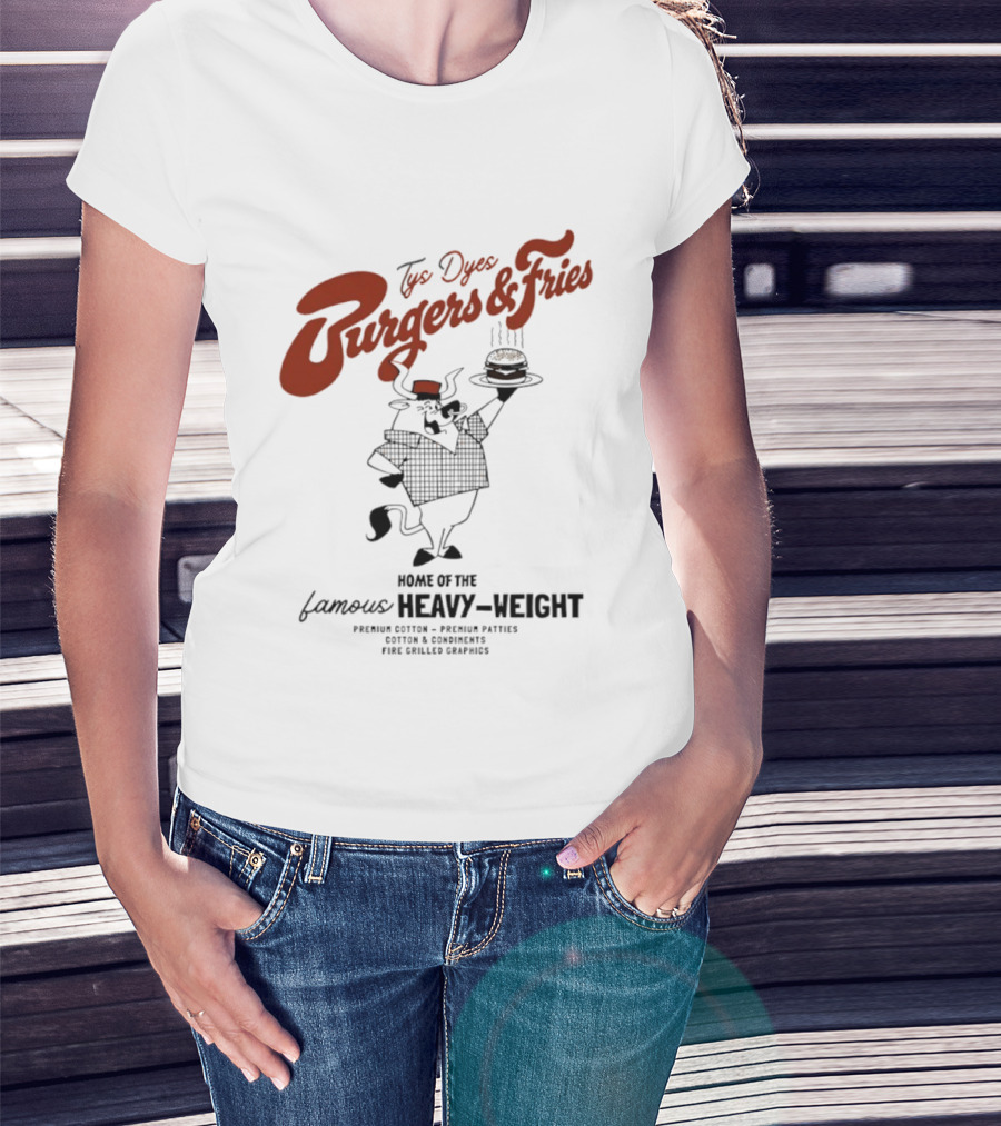 Tys Dyes Burgers And Fries Home Of The Famous Heavy Weight Premium Cotton Vintage Checkerboard Funk Grilled Goodness T-Shirt