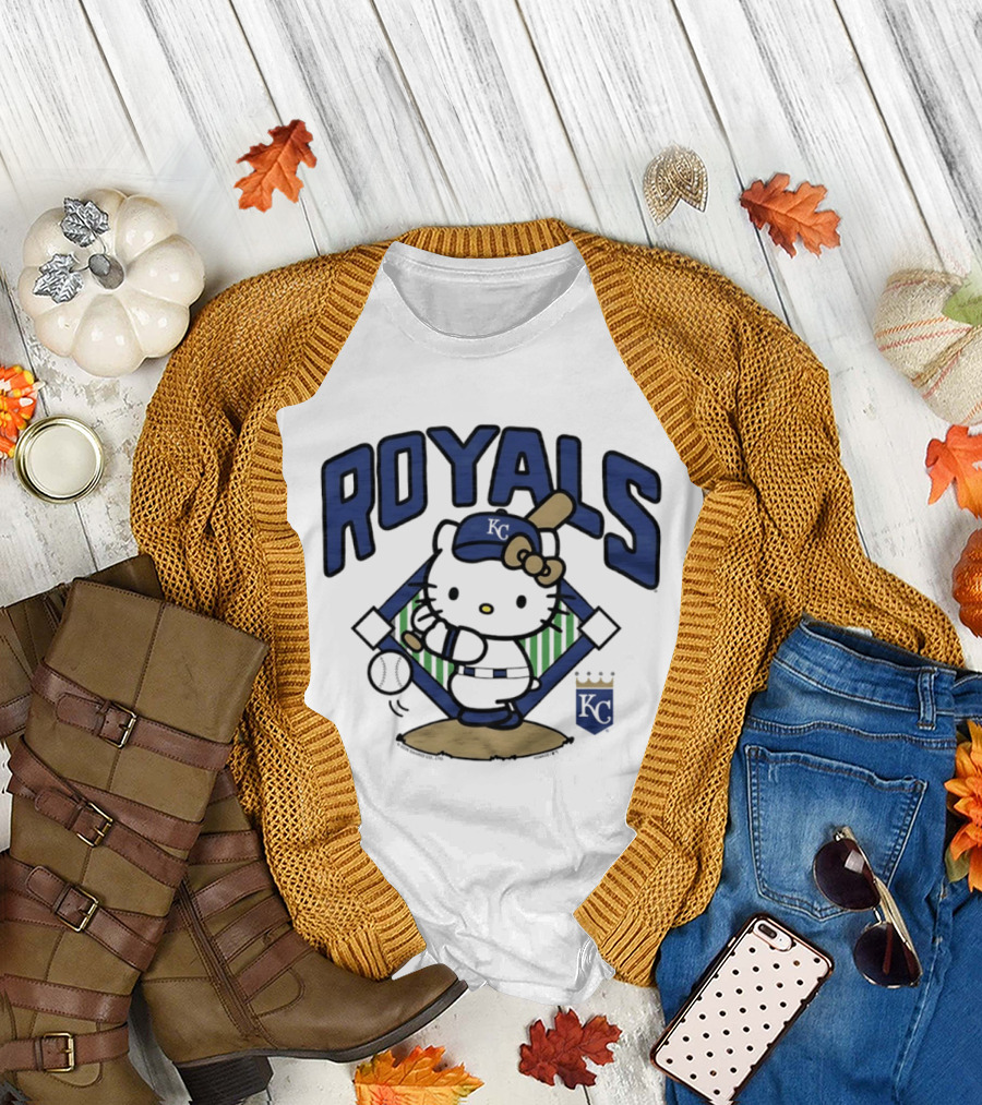 Hello Kitty Royals Baseball KC Batting Scene T-Shirt