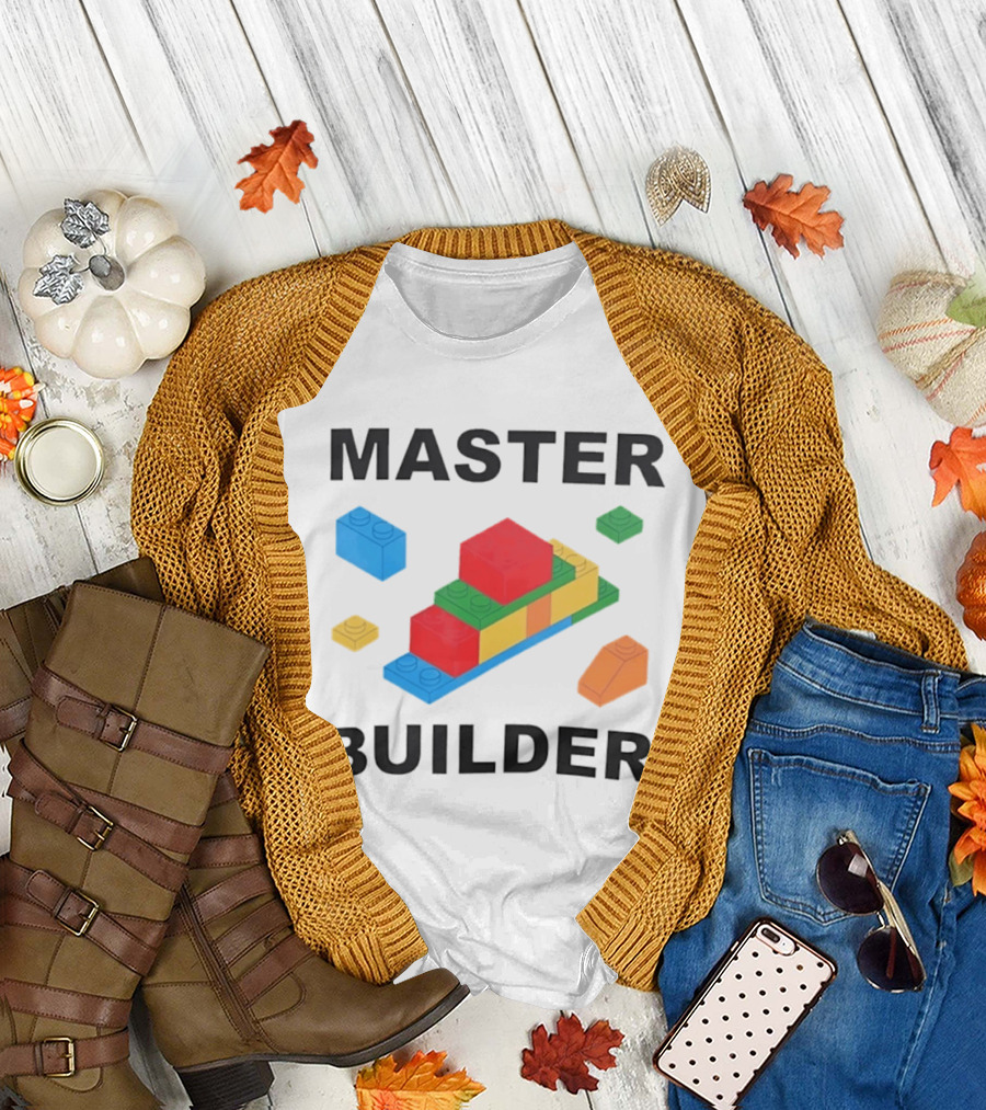 Master Builder Colorful Bricks Construction Fun T-Shirt