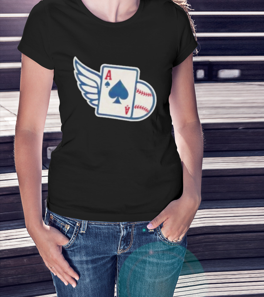 Ace Of Spades Baseball Winged Playing Card T-Shirt