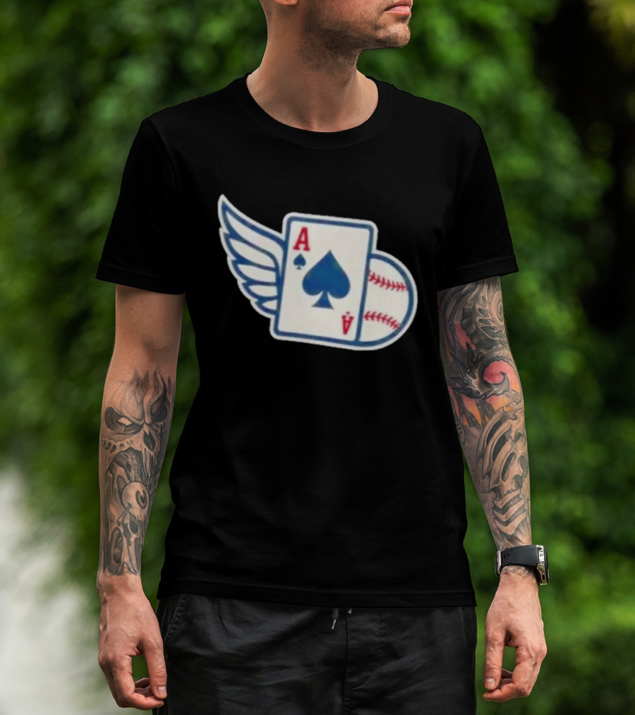 Ace Of Spades Baseball Winged Playing Card T-Shirt