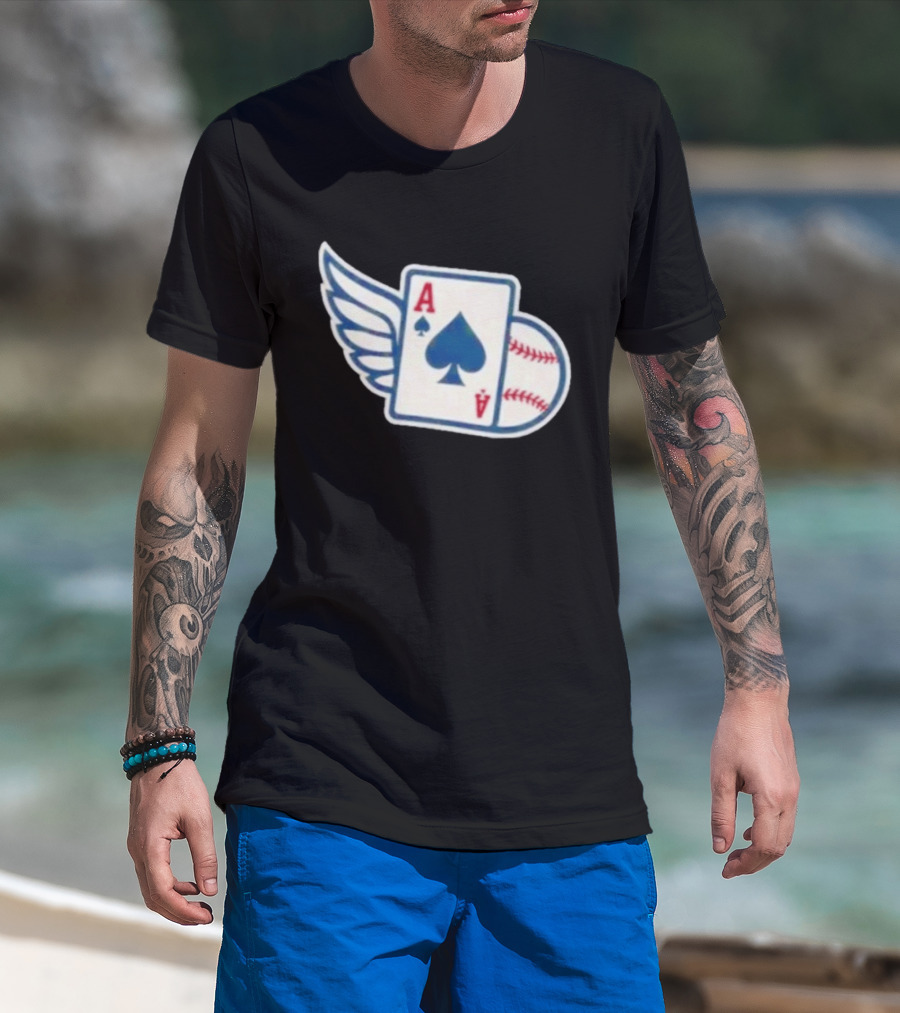 Ace Of Spades Baseball Winged Playing Card T-Shirt