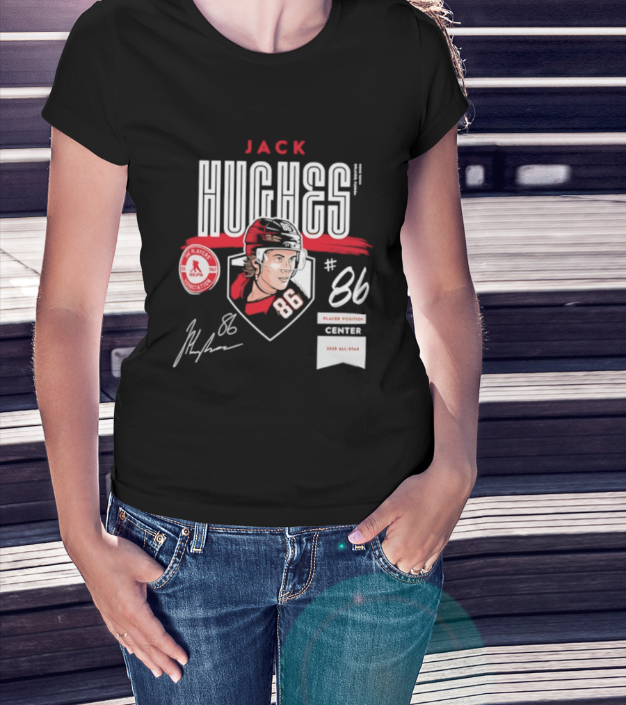 Jack Hughes 86 New Jersey Devils NHL Players Association Center 2026 All Star T-Shirt