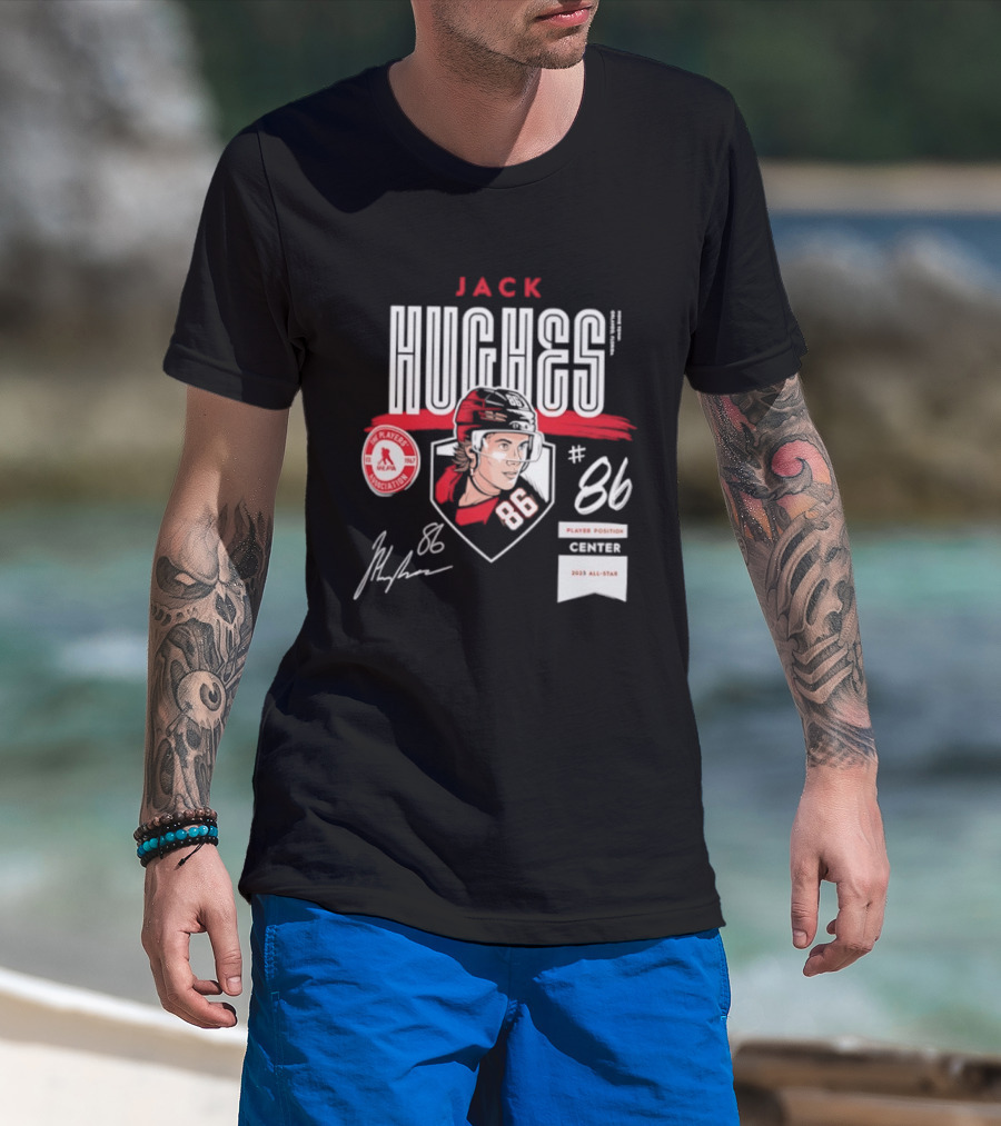 Jack Hughes 86 New Jersey Devils NHL Players Association Center 2026 All Star T-Shirt