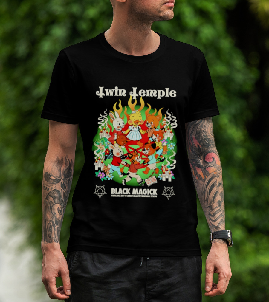 Twin Temple Black Magick Won't Somebody Please Think Of The Children Iconic Pentagram And Occult T-Shirt