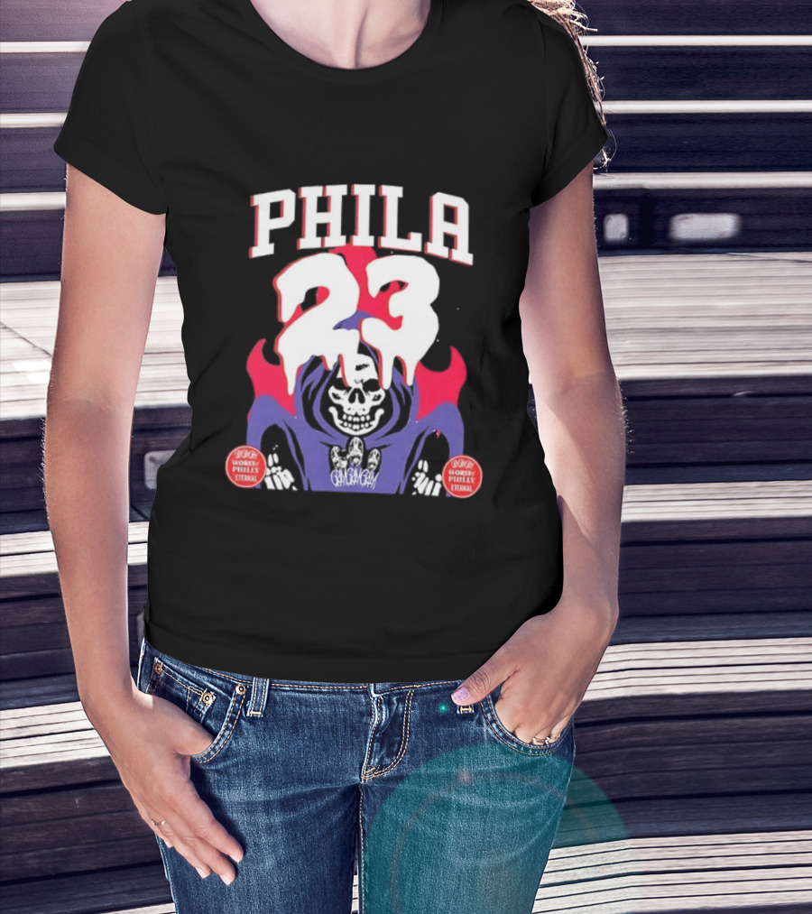 PHILA 23 Skeleton Grim Reaper Spooky Philly Worst Eternal T-Shirt