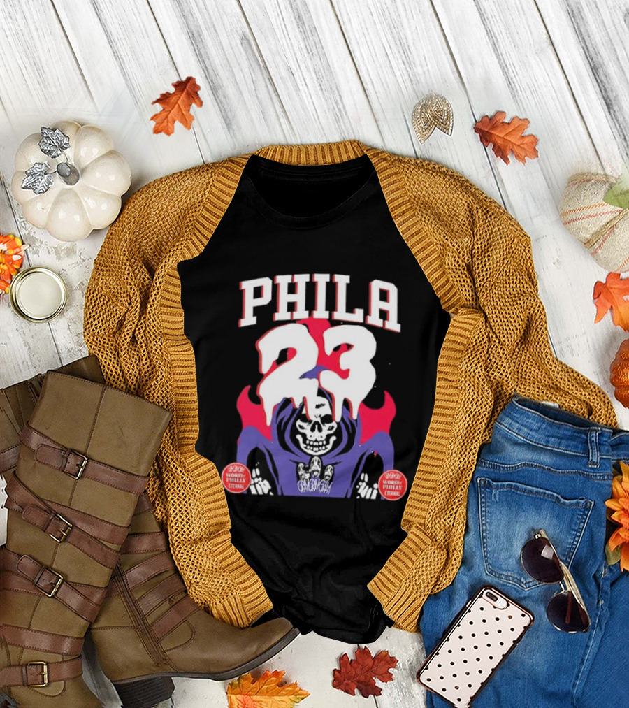PHILA 23 Skeleton Grim Reaper Spooky Philly Worst Eternal T-Shirt