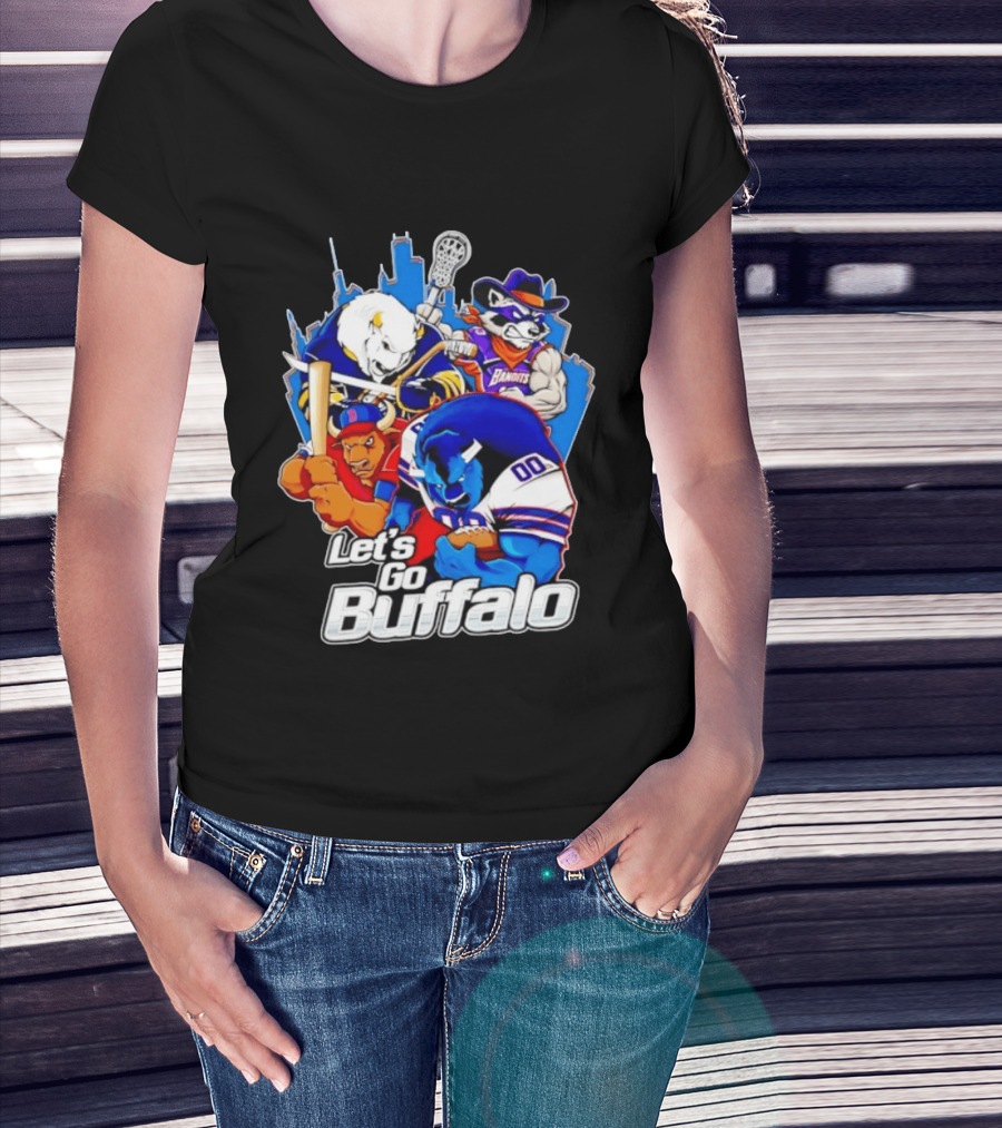 Let's Go Buffalo Bandits Sabres Bills Characters Sports Mascots T-Shirt
