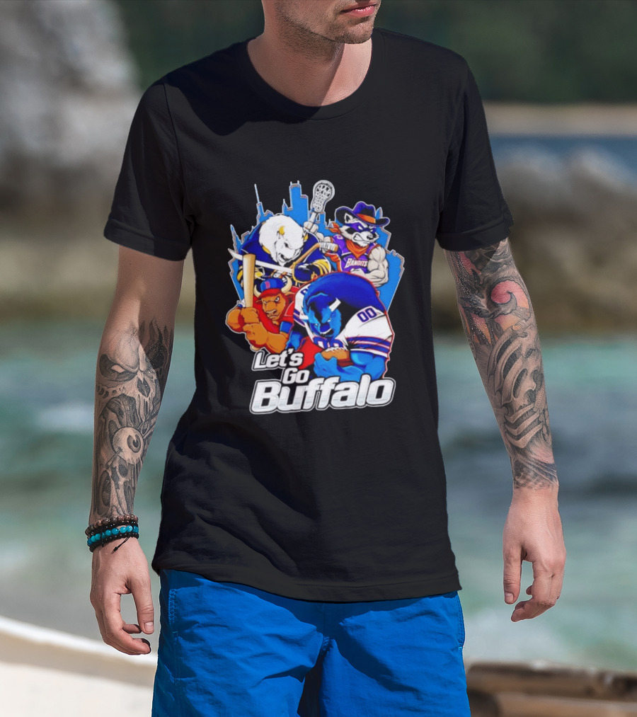 Let's Go Buffalo Bandits Sabres Bills Characters Sports Mascots T-Shirt