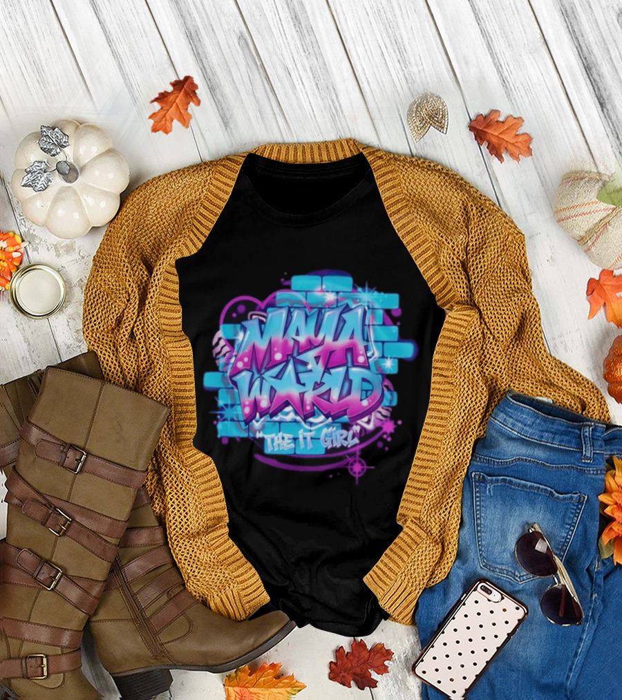 Maya World The IT Girl Vibrant Graffiti T-Shirt