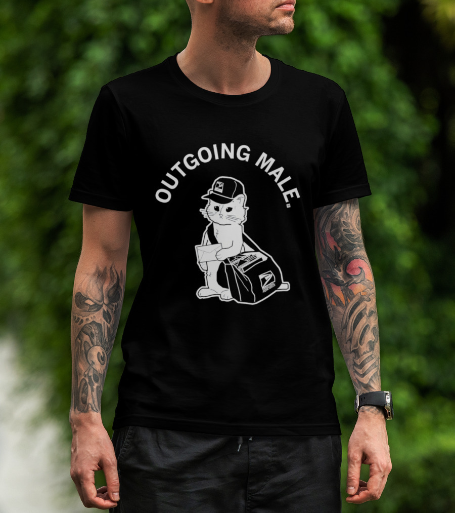 Outgoing Male Cat USPS Mailbag And Cap T-Shirt