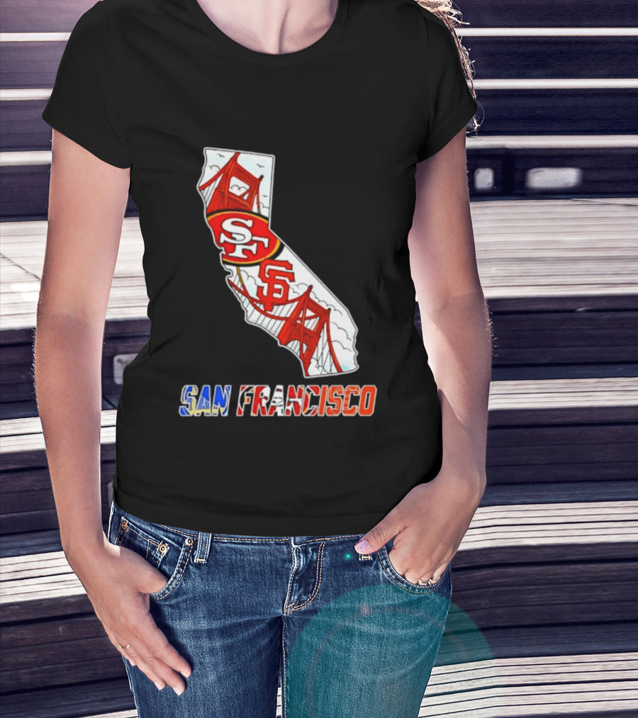 San Francisco 49ers Giants California Map T-Shirt