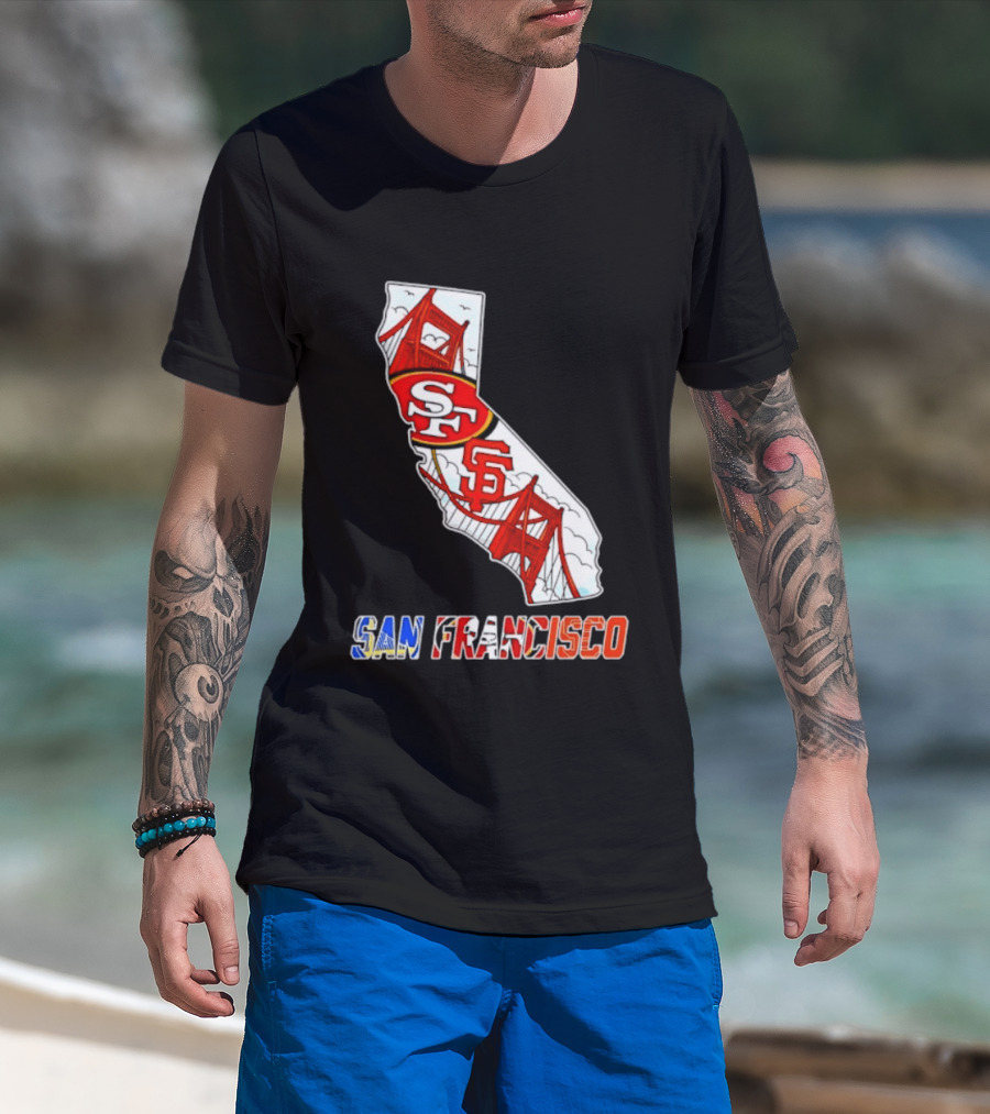 San Francisco 49ers Giants California Map T-Shirt