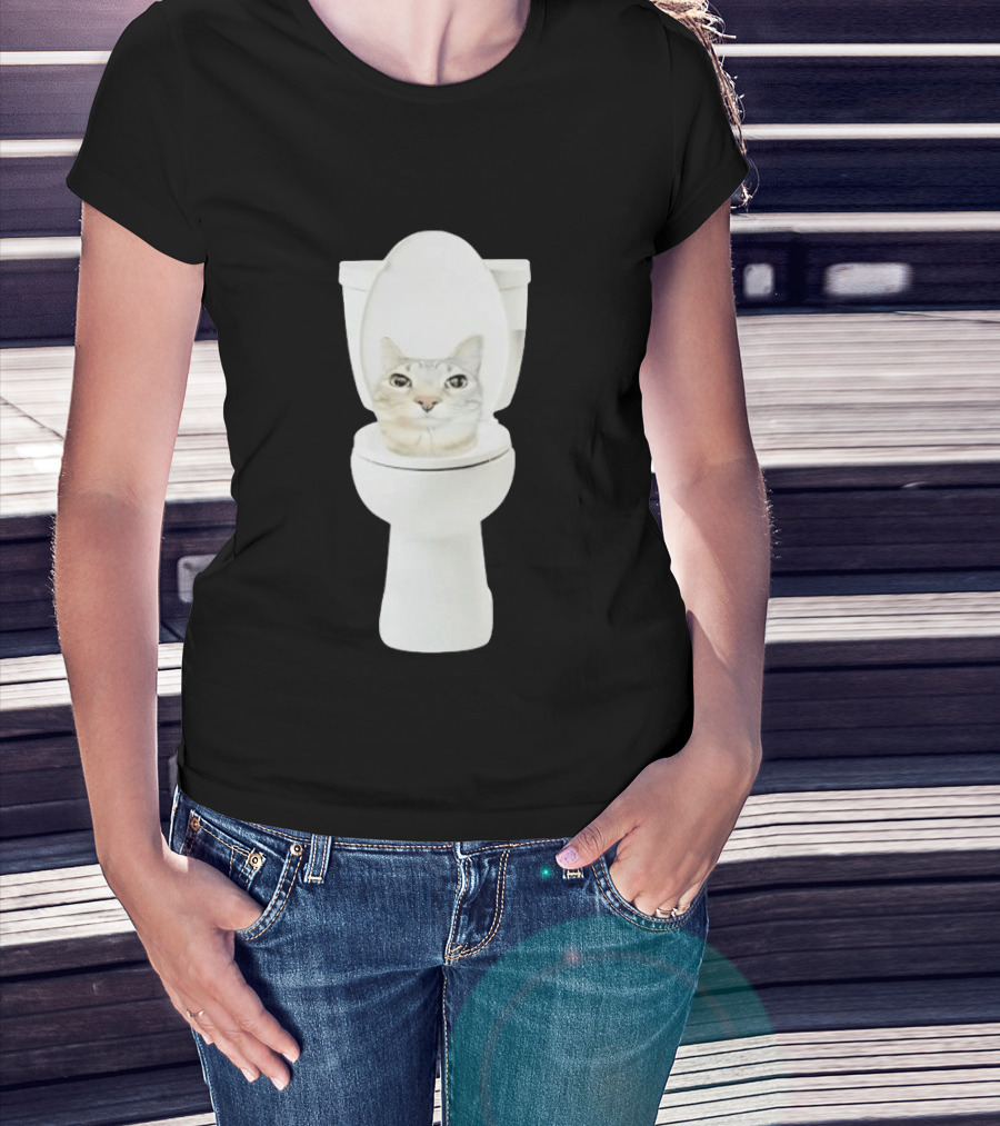 Skibidi Cat Toilet Humor Meme Fusion T-Shirt