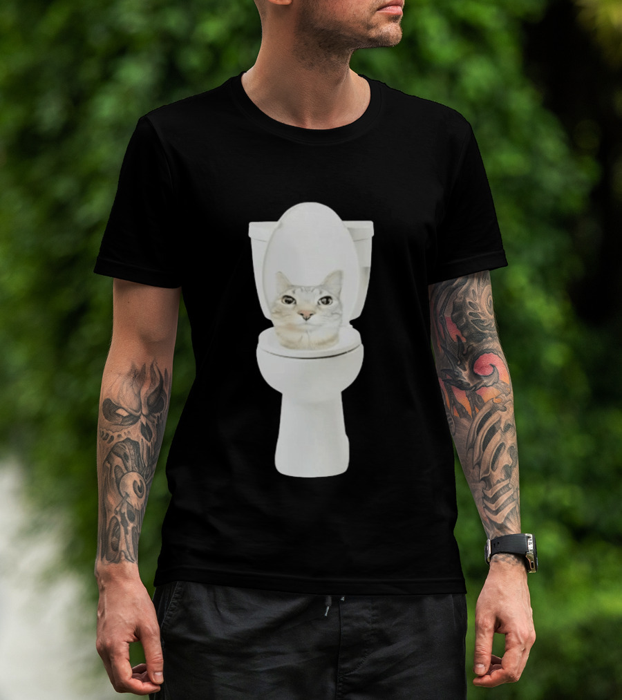 Skibidi Cat Toilet Humor Meme Fusion T-Shirt