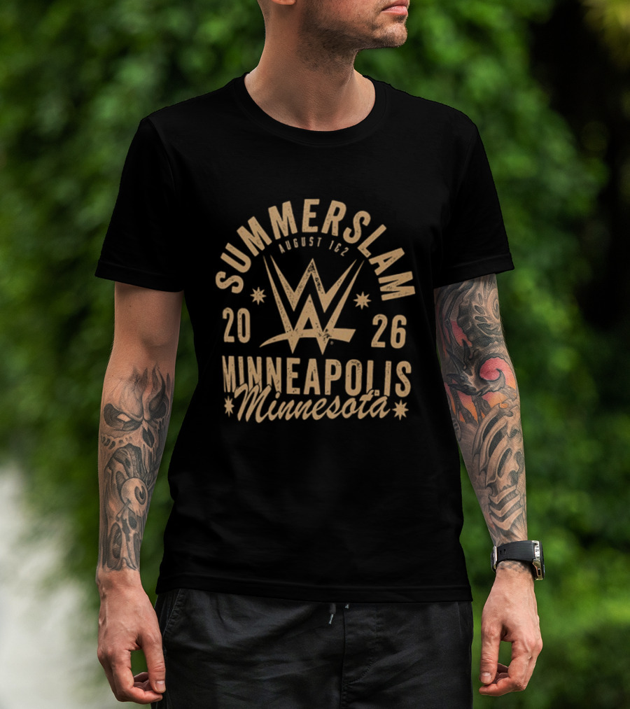 SummerSlam 2026 August 1 & 2 Minneapolis Minnesota WWE Wrestling Event 2 Sided T-Shirt