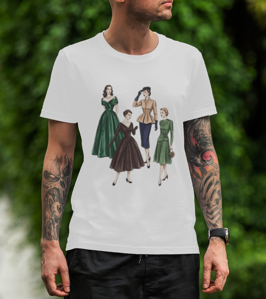 1950s Vintage Fashion Elegant Ladies Dresses T-Shirt