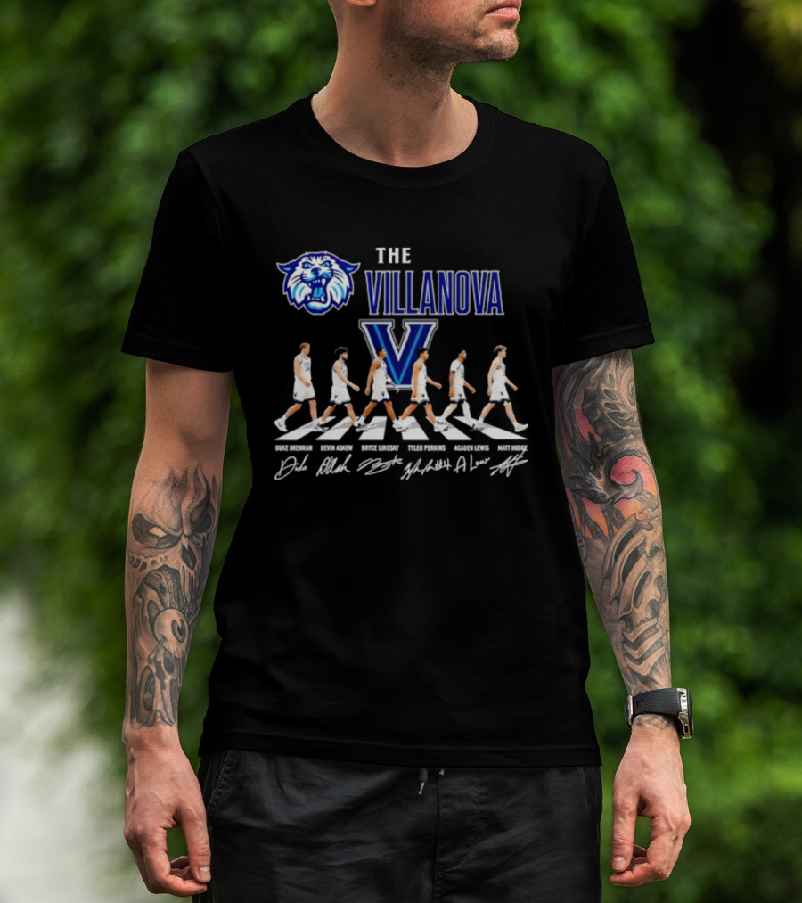 The Villanova Wildcats Abbey Road Duke Brennan Devin Askew Bryce Lindsay Tyler Perkins Acaden Lewis Matt Hodge Signatures T-Shirt