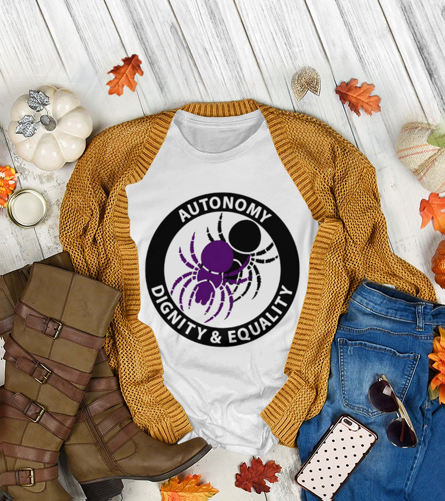 Autonomy Dignity Equality Purple Spider Emblem Social Justice T-Shirt