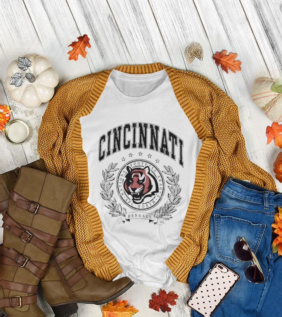 Cincinnati Tigers Football Badge Bengals NFL National Football League AFC North T-Shirt